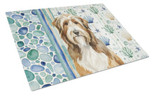 Load image into Gallery viewer, Brown Bearded Collie Coastal Sea Glass Glass Cutting Board