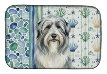 Load image into Gallery viewer, Bearded Collie Coastal Sea Glass Dish Drying Mat