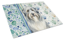 Load image into Gallery viewer, Bearded Collie Coastal Sea Glass Glass Cutting Board