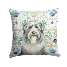 Load image into Gallery viewer, Bearded Collie Coastal Sea Glass Throw Pillow