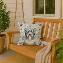 Load image into Gallery viewer, Bearded Collie Coastal Sea Glass Throw Pillow