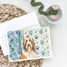 Load image into Gallery viewer, Fawn Bearded Collie Coastal Sea Glass Greeting Cards Pack of 8