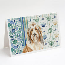 Load image into Gallery viewer, Fawn Bearded Collie Coastal Sea Glass Greeting Cards Pack of 8