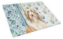Load image into Gallery viewer, Fawn Bearded Collie Coastal Sea Glass Glass Cutting Board