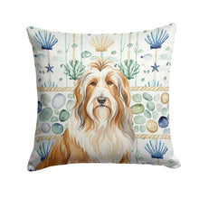 Load image into Gallery viewer, Fawn Bearded Collie Coastal Sea Glass Throw Pillow