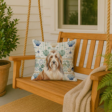 Load image into Gallery viewer, Fawn Bearded Collie Coastal Sea Glass Throw Pillow