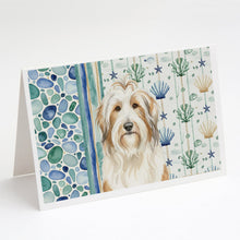 Load image into Gallery viewer, White and Tan Bearded Collie Coastal Sea Glass Greeting Cards Pack of 8