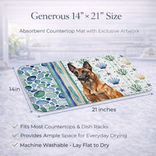 Load image into Gallery viewer, Mahogany Belgian Malinois Coastal Sea Glass Dish Drying Mat