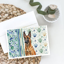 Load image into Gallery viewer, Mahogany Belgian Malinois Coastal Sea Glass Greeting Cards Pack of 8