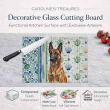 Load image into Gallery viewer, Mahogany Belgian Malinois Coastal Sea Glass Glass Cutting Board
