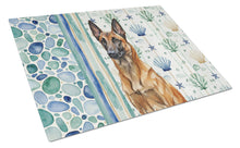 Load image into Gallery viewer, Mahogany Belgian Malinois Coastal Sea Glass Glass Cutting Board