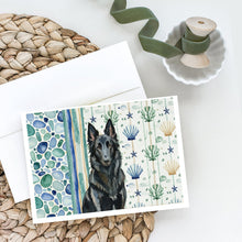 Load image into Gallery viewer, Belgian Sheepdog Groenendael Coastal Sea Glass Greeting Cards Pack of 8