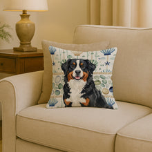 Load image into Gallery viewer, Bernese Mountain Dog Coastal Sea Glass Throw Pillow