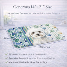 Load image into Gallery viewer, Bichon Frise Coastal Sea Glass Dish Drying Mat