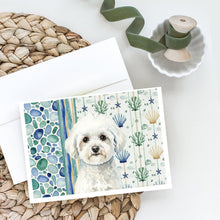 Load image into Gallery viewer, Bichon Frise Coastal Sea Glass Greeting Cards Pack of 8