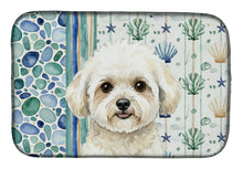 Load image into Gallery viewer, White and Cream Bichon Frise Coastal Sea Glass Dish Drying Mat