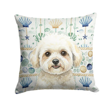 Load image into Gallery viewer, White and Cream Bichon Frise Coastal Sea Glass Throw Pillow