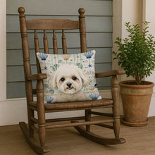 Load image into Gallery viewer, White and Cream Bichon Frise Coastal Sea Glass Throw Pillow
