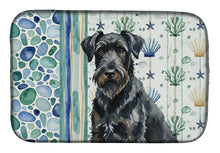 Load image into Gallery viewer, Black Russian Terrier Coastal Sea Glass Dish Drying Mat