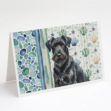 Load image into Gallery viewer, Black Russian Terrier Coastal Sea Glass Greeting Cards Pack of 8