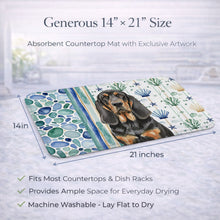 Load image into Gallery viewer, Black and Tan Bloodhound Coastal Sea Glass Dish Drying Mat