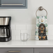 Load image into Gallery viewer, Black and Tan Bloodhound Coastal Sea Glass Kitchen Towel