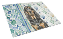 Load image into Gallery viewer, Black and Tan Bloodhound Coastal Sea Glass Glass Cutting Board