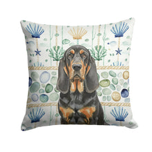 Load image into Gallery viewer, Black and Tan Bloodhound Coastal Sea Glass Throw Pillow