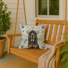 Load image into Gallery viewer, Black and Tan Bloodhound Coastal Sea Glass Throw Pillow