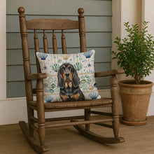 Load image into Gallery viewer, Black and Tan Bloodhound Coastal Sea Glass Throw Pillow