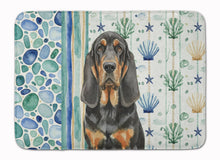 Load image into Gallery viewer, Black and Tan Bloodhound Coastal Sea Glass Memory Foam Kitchen Mat