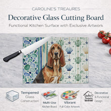 Load image into Gallery viewer, Liver and Tan Bloodhound Coastal Sea Glass Glass Cutting Board