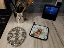 Load image into Gallery viewer, Liver and Tan Bloodhound Coastal Sea Glass Pair of Pot Holders