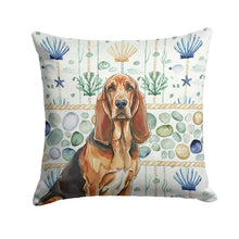 Load image into Gallery viewer, Liver and Tan Bloodhound Coastal Sea Glass Throw Pillow