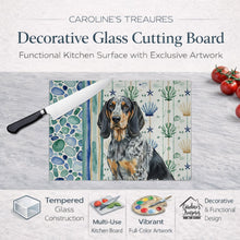 Load image into Gallery viewer, Bluetick Coonhound Coastal Sea Glass Glass Cutting Board