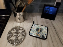 Load image into Gallery viewer, Bluetick Coonhound Coastal Sea Glass Pair of Pot Holders