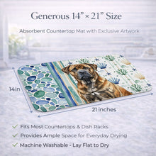 Load image into Gallery viewer, Brindle Boerboel Coastal Sea Glass Dish Drying Mat