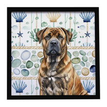 Load image into Gallery viewer, Brindle Boerboel Coastal Sea Glass Framed Metal Print