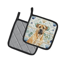 Load image into Gallery viewer, Fawn Boerboel Coastal Sea Glass Pair of Pot Holders