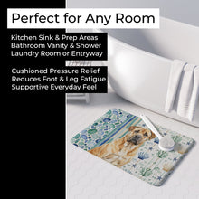Load image into Gallery viewer, Fawn Boerboel Coastal Sea Glass Memory Foam Kitchen Mat