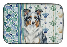 Load image into Gallery viewer, Blue Merle Border Collie Coastal Sea Glass Dish Drying Mat