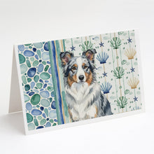 Load image into Gallery viewer, Blue Merle Border Collie Coastal Sea Glass Greeting Cards Pack of 8