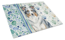 Load image into Gallery viewer, Blue Merle Border Collie Coastal Sea Glass Glass Cutting Board