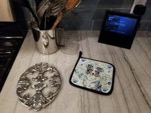 Load image into Gallery viewer, Blue Merle Border Collie Coastal Sea Glass Pair of Pot Holders