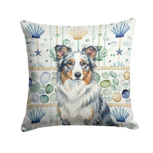 Load image into Gallery viewer, Blue Merle Border Collie Coastal Sea Glass Throw Pillow