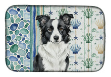 Load image into Gallery viewer, Border Collie Coastal Sea Glass Dish Drying Mat