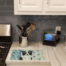 Load image into Gallery viewer, Border Collie Coastal Sea Glass Glass Cutting Board