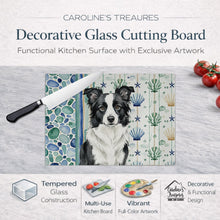 Load image into Gallery viewer, Border Collie Coastal Sea Glass Glass Cutting Board