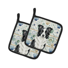 Load image into Gallery viewer, Border Collie Coastal Sea Glass Pair of Pot Holders