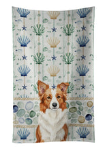 Load image into Gallery viewer, Red and White Border Collie Coastal Sea Glass Kitchen Towel